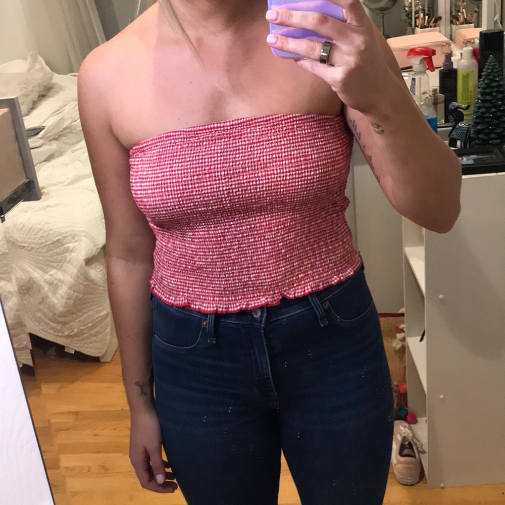 White and red crop top